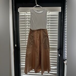 Zara Cream and Brown Midi dress
